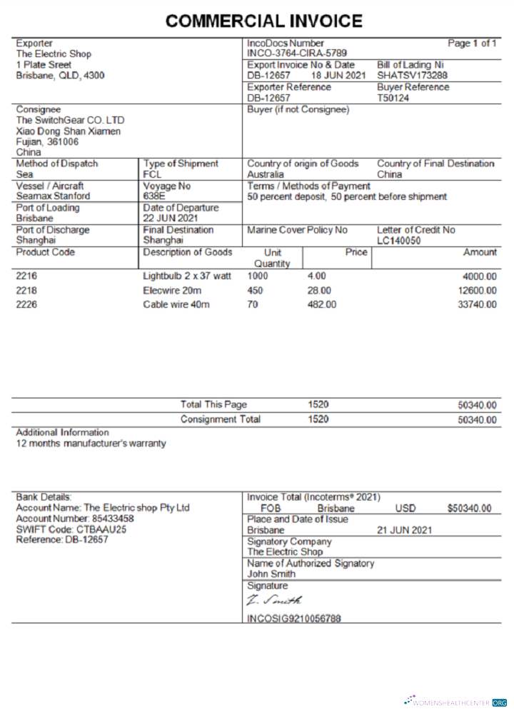 Download Australia Commercial Invoice company invoice Photoshop template
